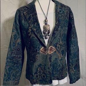 Chico’s Embroidered Denim Jacket/Blazer